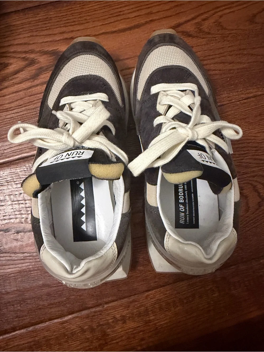 Mesh & Suede womens Sneakers in Cream and Black